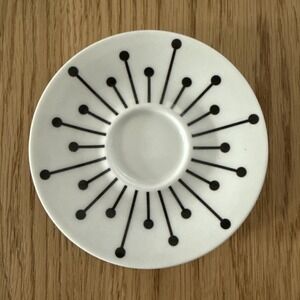 BODUM Paula Espresso Demitasse 4.7" Saucer Black White Mod Lines Dots